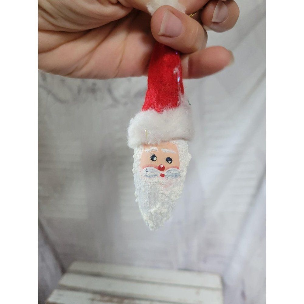 Santa hat folk art ornament Xmas holiday tree